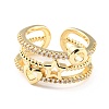 Brass Micro Pave Clear Cubic Zirconia Cuff Rings RJEW-K233-61G-1