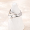 Brass Micro Pave Cubic Zirconia Adjustable Cuff Rings RJEW-C140-01P-1