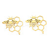 201 Stainless Steel Bee and Honeycomb Lapel Pin JEWB-N007-124G-2