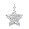 Brass Micro Pave Clear Cubic Zirconia Pendants ZIRC-M108-28-P-1
