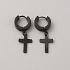 304 Stainless Steel Cross Dangle Hoop Earrings for Women EJEW-WH0014-13EB-1