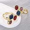 Natural Amethyst/Dyed Jade/Sodalite/Korean Jade/Rose Quartz/Agate Germ Cuff Rings RJEW-M076-05G-5