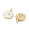 Flat Round with Paw Print Pattern Rack Plating Brass Enamel Pendants X-KK-G512-12G-2