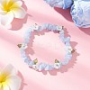 Dyed Natural Aquamarine Chip Beaded Stretch Bracelets for Women BJEW-JB12311-01-1