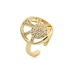 Rack Plating Brass Micro Pave Clear Cubic Zirconia Cuff Rings for Women RJEW-M028-110G-4