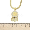 201 Stainless Steel Clear Cubic Zirconia Flat Round Saint Benedict Medal with Feather Pendant Necklaces NJEW-H055-03G-5