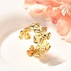 Flower 201 Stainless Steel Open Cuff Ring for Women RJEW-A053-02D-G-1