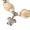 Starfish & Turtle Synthetic Turquoise Braided Beaded Bracelets BJEW-JB10926-04-3