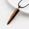 Natural Tiger Eye Bullet Shaped Pendant Black PU Leather Vintage Punk Style Hip Hop Necklaces for Men QC5862-4