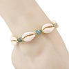 Ocean Natural Blue Apatite & Natural Cowrie Shell Braided Bead Anklets for Women AJEW-AN00845-2