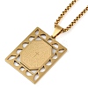 201 Stainless Steel Hollow Rectangle with Cross Pendant Box Chain Necklaces NJEW-D089-06G-1