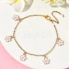 3Pcs 3 Colors Flower Alloy Enamel Charm Bracelets BJEW-JB12285-3