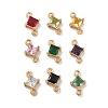 Brass Pave Glass Connector Charms FIND-XCP0003-38-1