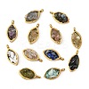 Natural Mixed Stone Chip 304 Stainless Steel Horse Eye Pendants KK-P300-13G-1