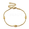 Ion Plating(IP) 304 Stainless Steel Round Snake Chain Bracelet with Oval Beaded BJEW-E088-03G-1