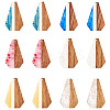 12Pcs 6 Colors Opaque Resin & Walnut Pendants RESI-TA0003-41-1