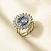 304 Stainless Steel with Natural Shell Cuff Open Rings for Women PR1081-2-1