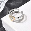 Adjustable 304 Stainless Steel Cuff Rings for Women RJEW-B150-01GP-05-1
