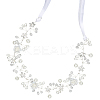 Polyester with Plastic Pearl and Acrylic Flower Hairband for Bride Wedding Bridal Veil Hair Accessories Hair Vine OHAR-WH20010-04S-6