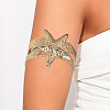 2Pcs 2 Styles  Starfish Alloy Arm Cuff Bangles for Girl Women BJEW-CY0001-05G-4