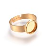 Ion Plating(IP) Adjustable 201 Stainless Steel Finger Rings Components X-STAS-G187-01G-8mm-1