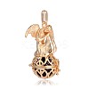 Golden Plated Brass Hollow Round Cage Pendants KK-J249-04G-2