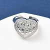 Heart Brass Micro Pave Cubic Zirconia Cuff Rings for Women RJEW-A069-08P-3