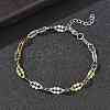 304 Stainless Steel Dapped Chains Bracelets for Women BJEW-D466-08C-GP-4