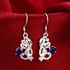 Unique Design Heart with Vine Brass Cubic Zirconia Dangle Earrings EJEW-BB03614-01A-4