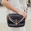 Aluminum Curb Chains & Round White Imitated Pearl Acrylic Beaded Double Layer Purse Decorative Chains HJEW-HS00068-6