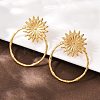 304 Stainless Steel Flower Stud Earrings EJEW-I320-16G-3