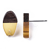 Transparent Resin & Walnut Wood Stud Earring Findings MAK-N032-010A-A02-4