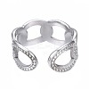 Non-Tarnish 304 Stainless Steel Curb Chain Open Cuff Ring RJEW-T023-21P-2