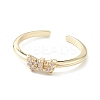 Clear Cubic Zirconia Butterfly Open Cuff Ring RJEW-C056-09G-2