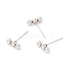 201 Stainless Steel Beaded Horizontal Bar Stud Earrings with 316 Stainless Steel Pin for Women X-STAS-K238-01P-1