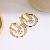 Brass & Clear Cubic Zirconia Hoop Earrings FS-WG3D18D-02-2