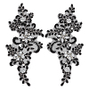 1 Pair Flower Polyester with Glass Embroidery Sew on Ornament Accessories PATC-FG0003-41-1