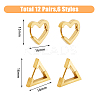 12Pcs 6 Style Stainless Steel Hoop Earrings for Women EJEW-FI0002-08-2