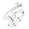304 Stainless Steel Ball Chain Colorful Cubic Zirconia Flat Round Tassel Double Layer Necklaces for Women LS-NJEW-A051-05P-4