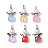 Spray Painted Transparent Glass Beads with ABS Plastic Imitation Pearl Round Beads amd Tibetan Style Alloy Fairy Wing Beads and 304 Stainless Steel Flat Head Pins Pendants PALLOY-JF03622-1
