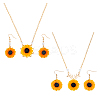 FIBLOOM Sunflower Jewelry Set with Imitation Pearl Beaded SJEW-FI0001-30-9