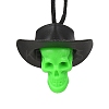 Halloween Skull Plastic Pendant Necklaces NJEW-S006-01D-2