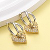 Brass Micro Pave Clear Cubic Zirconia Hoop Earrings EJEW-D322-08PG-01-2