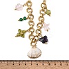Electroplated Natural Shell & Glass Flower Butterfly Pendant 304 Staniless Steel Chain Necklaces for Women NJEW-A063-14G-4