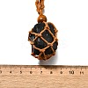 Natural Black Tourmaline Macrame Pouch Adjustable Slider Necklaces NJEW-M090-01-2