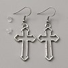 Alloy Hollow Out Cross Dangle Earrings EJEW-WH0018-27N-1