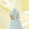 Wave 304 Stainless Steel Open Cuff Rings for Women RJEW-G338-18P-2