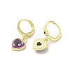 Heart Real 18K Gold Plated Brass Dangle Leverback Earrings EJEW-L268-025G-02-2