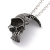 Retro Alloy Broken Half Skull Pendant Necklace for Men Women LS-NJEW-B085-04A-1