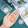 6Pcs 3 Colors Daisy Alloy Enamel Pendant Keychain KEYC-HY0001-18-3